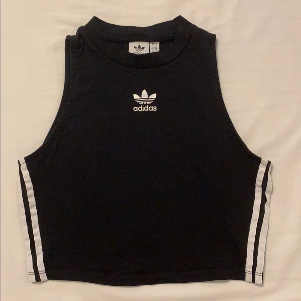 Sleeveless black adidias crop top